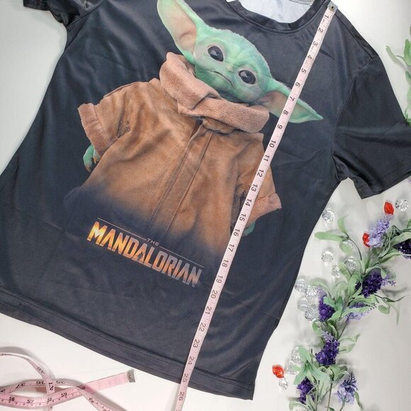 Star Wars Mandalorian Tee Shirt Men Grogu Yoda Graphic Knit Short Sleeve Top - Picture 6 of 11